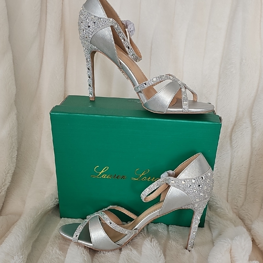 Lauren Lorraine Glittering Silver Heels